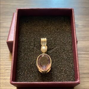 Gold and Purple Gemstone Pendant